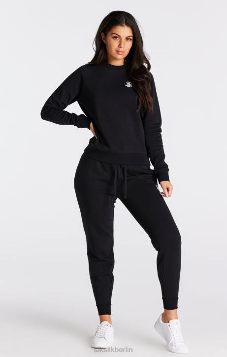 Frauen SikSilk Schwarzes Essential-Crew-Sweatshirt Bekleidung J0NL98