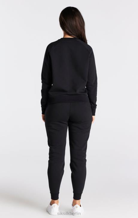 Frauen SikSilk Schwarzes Essential-Crew-Sweatshirt Bekleidung J0NL98