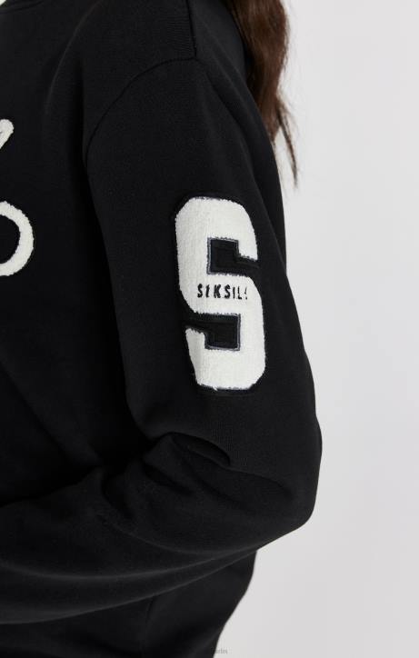 Frauen SikSilk Schwarzes Sweatshirt mit College-Logo Bekleidung J0NL76