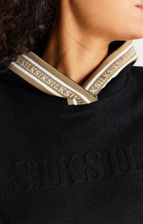 Frauen SikSilk schwarzer Kapuzenpullover zum Überziehen Bekleidung J0NL113