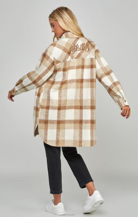 Frauen SikSilk Beige karierte Jacke Bekleidung J0NL137