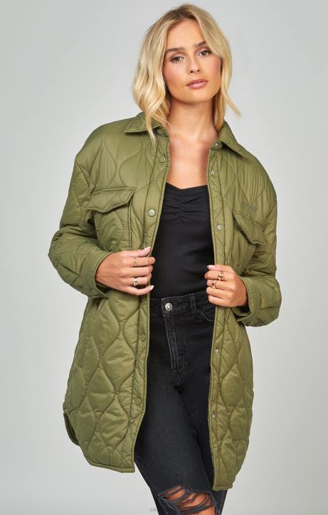 Frauen SikSilk Leichte, khakifarbene Steppjacke Bekleidung J0NL126