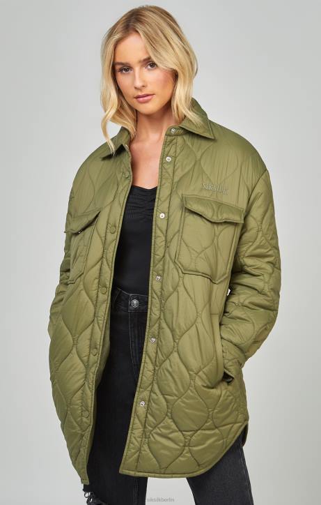 Frauen SikSilk Leichte, khakifarbene Steppjacke Bekleidung J0NL126