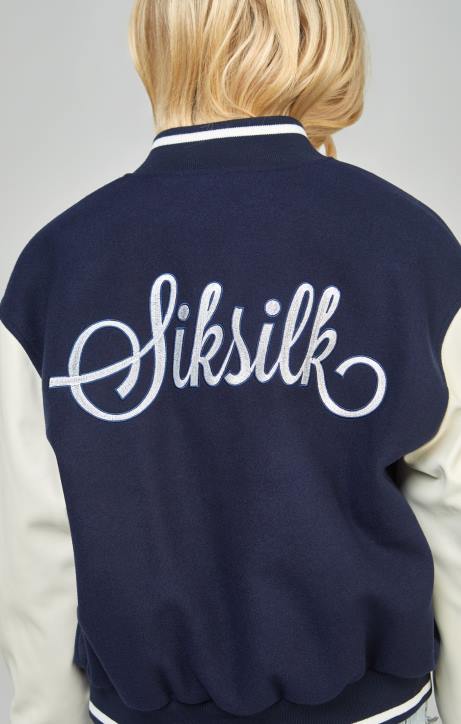 Frauen SikSilk Marineblaue College-Bomberjacke Bekleidung J0NL131