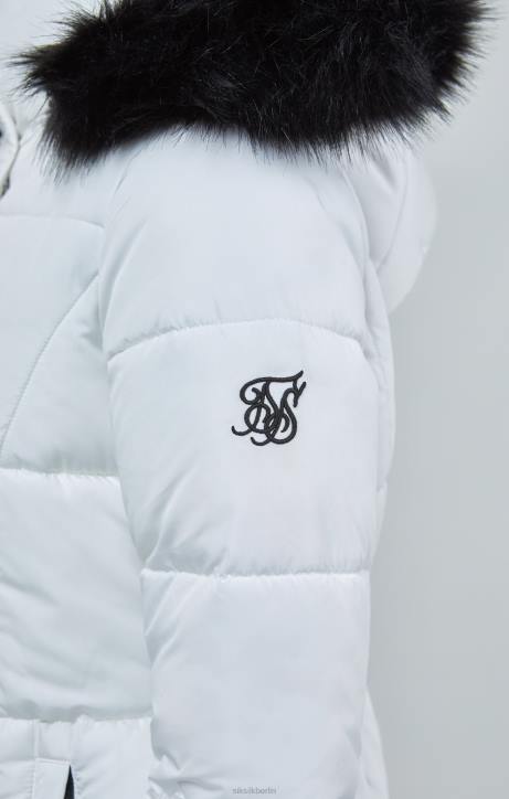 Frauen SikSilk Weißer, langer, wattierter Parka Bekleidung J0NL128
