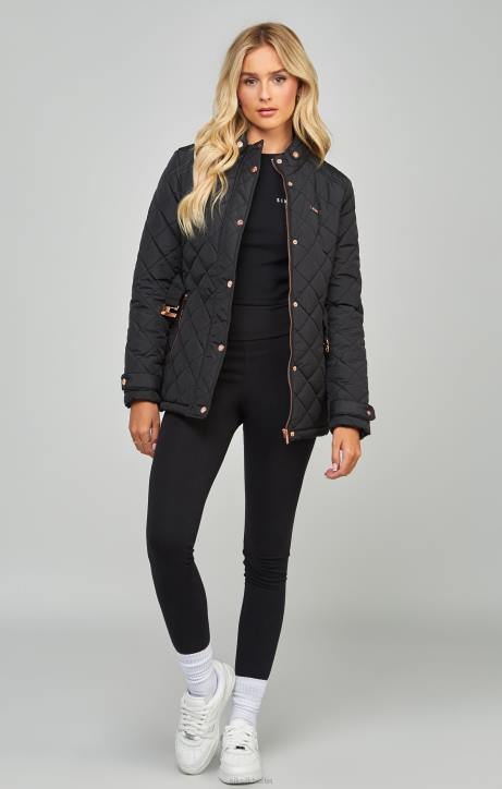 Frauen SikSilk schwarze Steppjacke mit Gürtel Bekleidung J0NL138