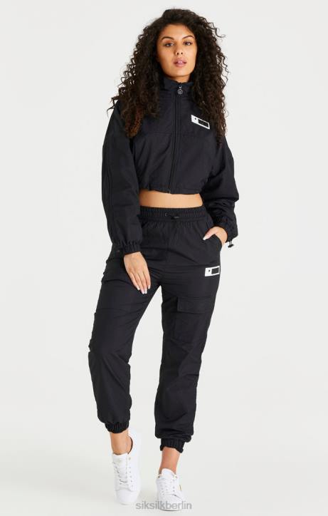 Frauen SikSilk schwarze, kurze, geraffte Jacke Bekleidung J0NL139