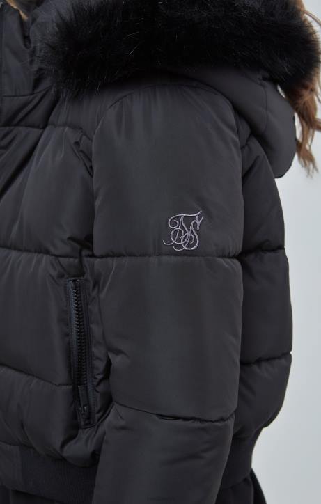 Frauen SikSilk schwarzer, kurz geschnittener Parka Bekleidung J0NL127