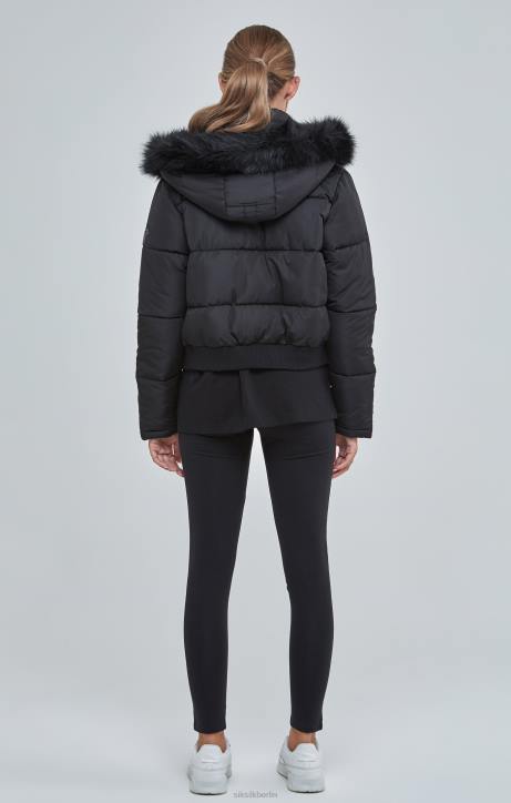Frauen SikSilk schwarzer, kurz geschnittener Parka Bekleidung J0NL127
