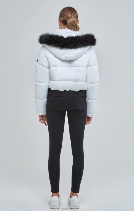 Frauen SikSilk weißer, kurz geschnittener Parka Bekleidung J0NL130