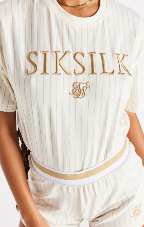 Frauen SikSilk Ecrufarbenes, gestreiftes T-Shirt Bekleidung J0NL26