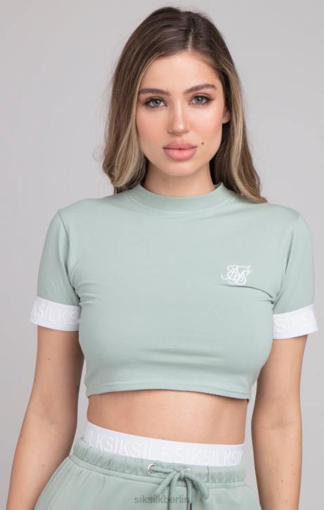 Frauen SikSilk Grünes Crop-T-Shirt Bekleidung J0NL46
