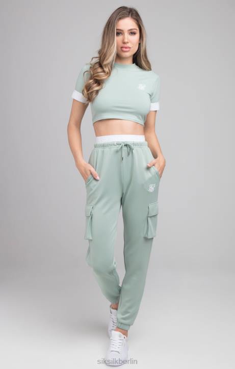 Frauen SikSilk Grünes Crop-T-Shirt Bekleidung J0NL46