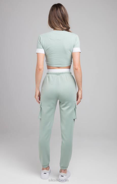 Frauen SikSilk Grünes Crop-T-Shirt Bekleidung J0NL46