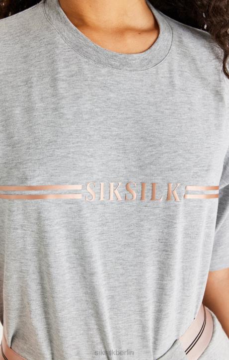 Frauen SikSilk Grau meliertes Box-T-Shirt Bekleidung J0NL72