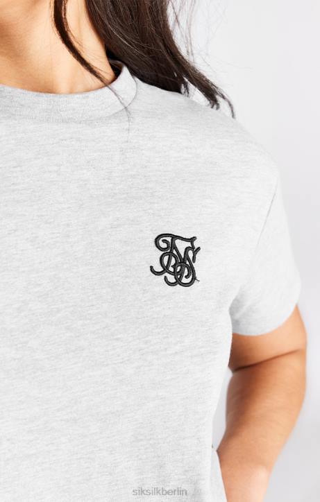 Frauen SikSilk Grau meliertes, kurz geschnittenes Essential-T-Shirt mit Box-Passform Bekleidung J0NL29