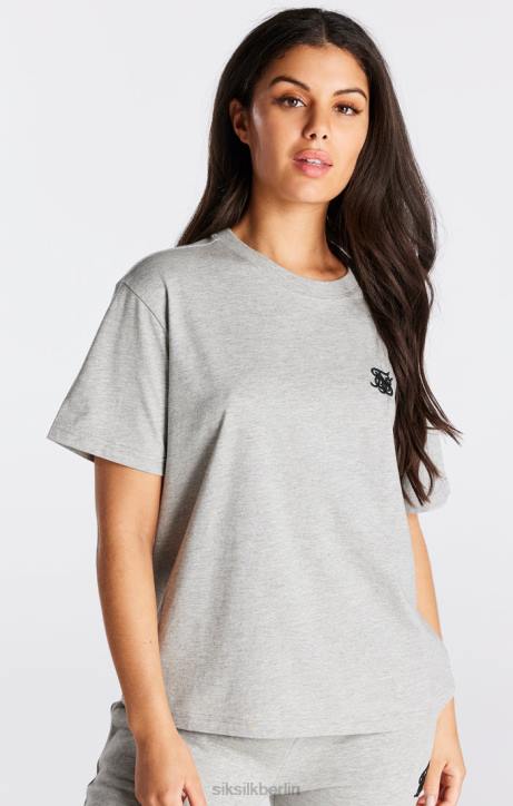 Frauen SikSilk Grau meliertes, unverzichtbares Boyfriend-T-Shirt Bekleidung J0NL41