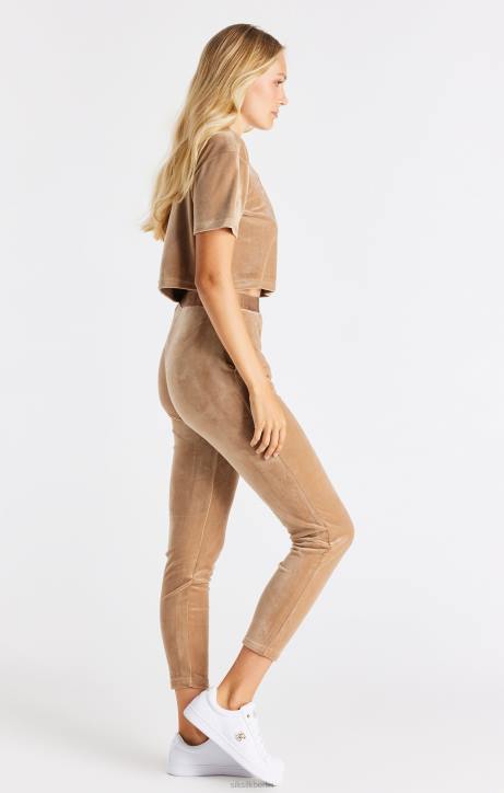 Frauen SikSilk Kurzes T-Shirt aus goldenem Velours Bekleidung J0NL42