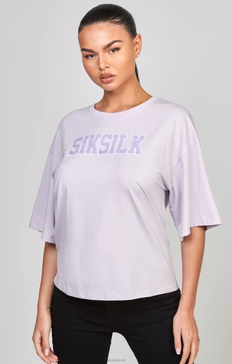 Frauen SikSilk Lilafarbenes Crop-T-Shirt mit College-Logo Bekleidung J0NL55
