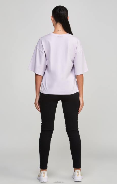 Frauen SikSilk Lilafarbenes Crop-T-Shirt mit College-Logo Bekleidung J0NL55