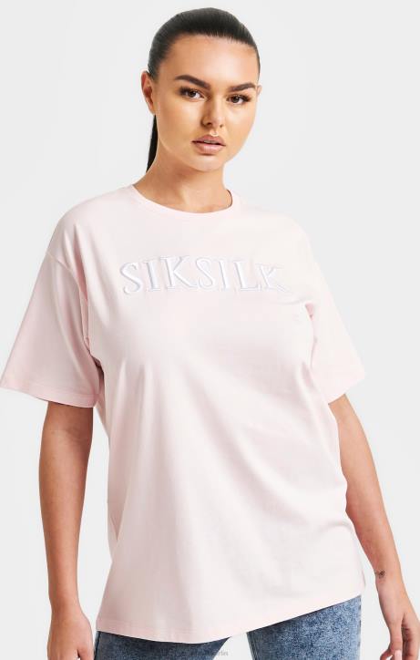 Frauen SikSilk Rosa besticktes Boyfriend-T-Shirt Bekleidung J0NL63