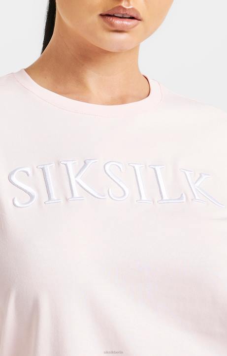 Frauen SikSilk Rosa besticktes Boyfriend-T-Shirt Bekleidung J0NL63