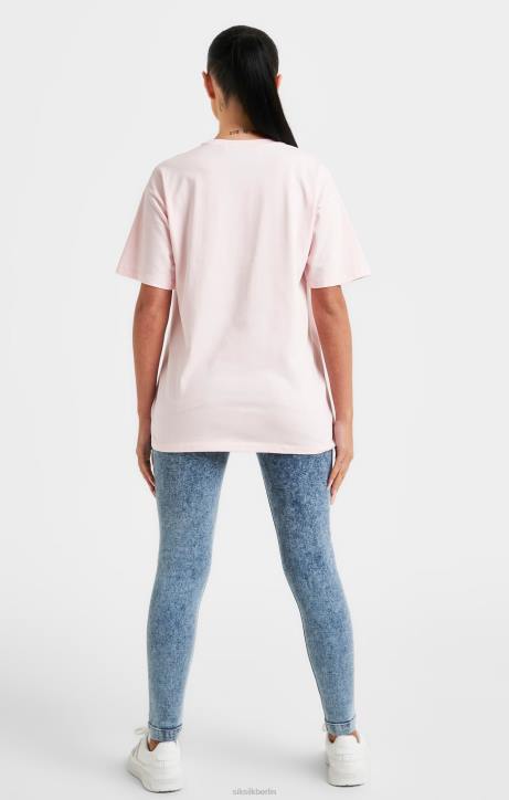 Frauen SikSilk Rosa besticktes Boyfriend-T-Shirt Bekleidung J0NL63
