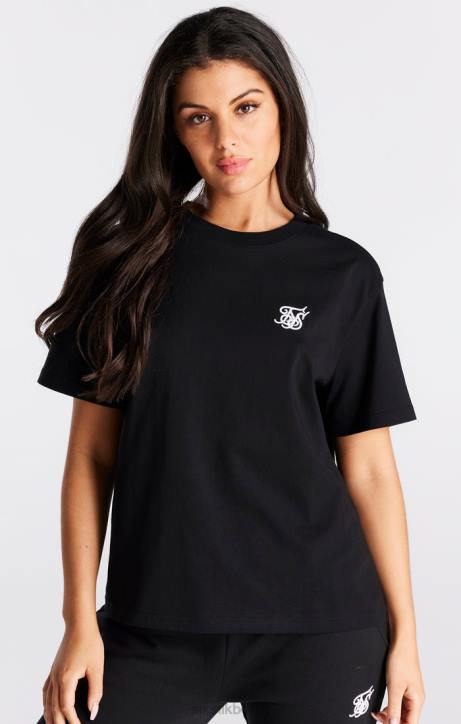 Frauen SikSilk Schwarzes Essential-Boyfriend-T-Shirt Bekleidung J0NL40