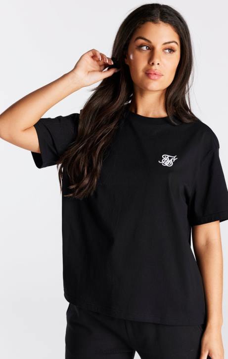 Frauen SikSilk Schwarzes Essential-Boyfriend-T-Shirt Bekleidung J0NL40