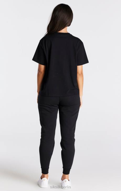 Frauen SikSilk Schwarzes Essential-Boyfriend-T-Shirt Bekleidung J0NL40