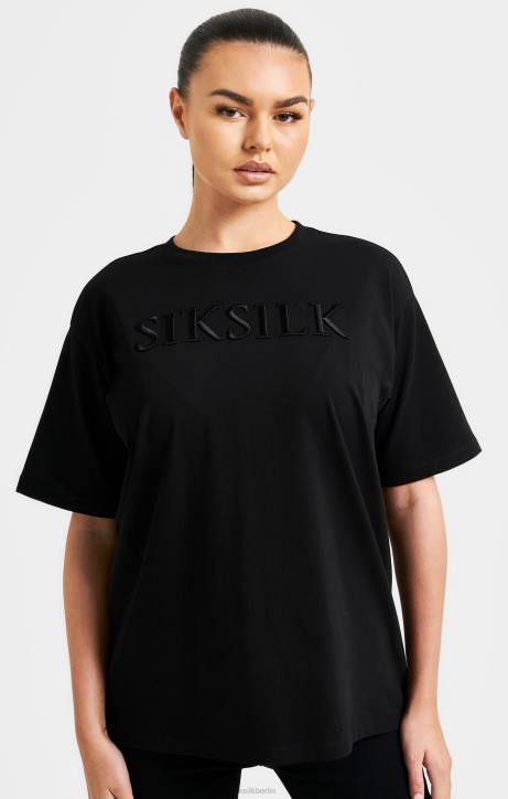 Frauen SikSilk Schwarzes besticktes Boyfriend-T-Shirt Bekleidung J0NL52