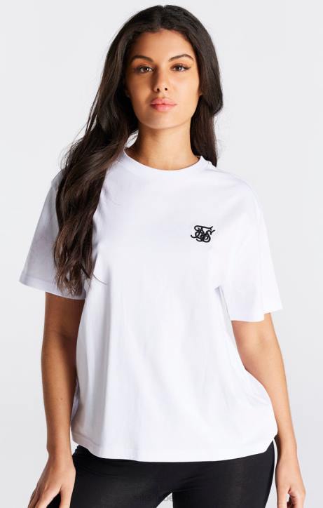 Frauen SikSilk Weißes Essential-Boyfriend-T-Shirt Bekleidung J0NL27