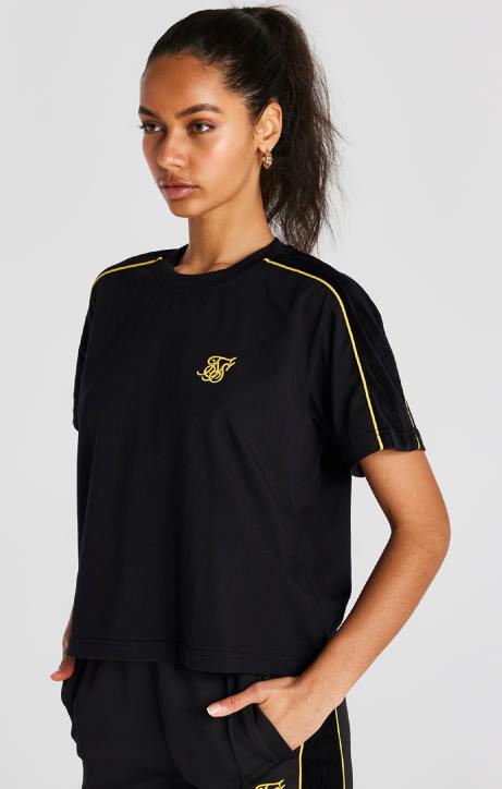Frauen SikSilk schwarzes T-Shirt Bekleidung J0NL49