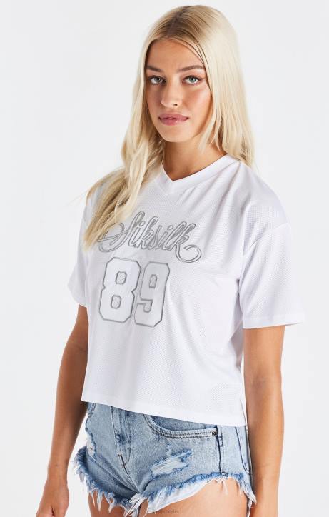 Frauen SikSilk weißes Mesh-T-Shirt Bekleidung J0NL32