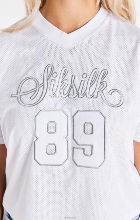 Frauen SikSilk weißes Mesh-T-Shirt Bekleidung J0NL32