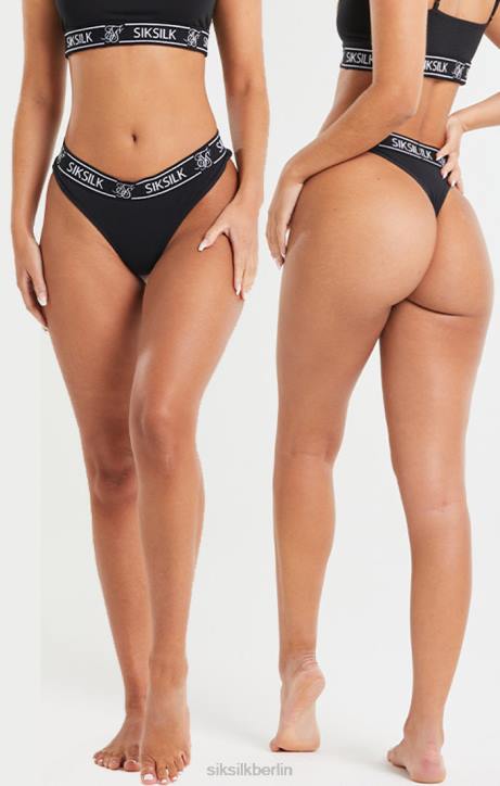 Frauen SikSilk schwarzer 3er-Pack Tanga Bekleidung J0NL211