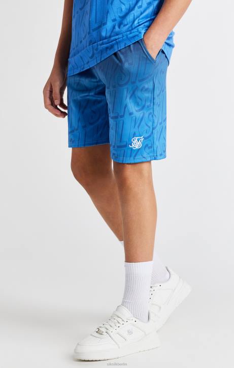 Jungen SikSilk Blaue Fade-Shorts mit normaler Passform und Markenlogo Bekleidung J0NL314