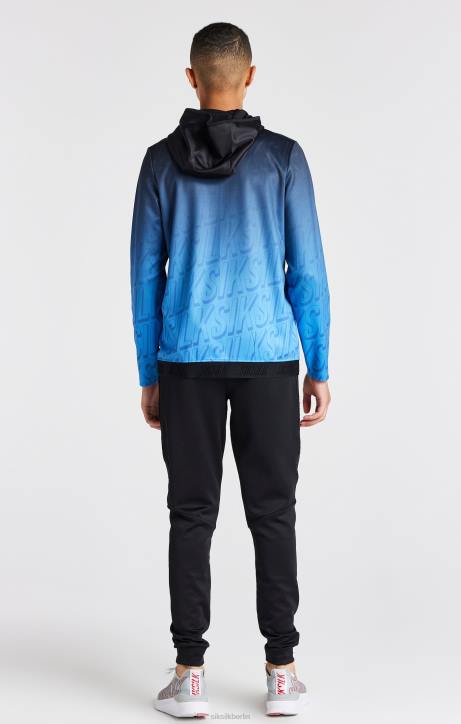 Jungen SikSilk Blauer, verblasster Kapuzenpullover mit Reißverschluss Bekleidung J0NL293