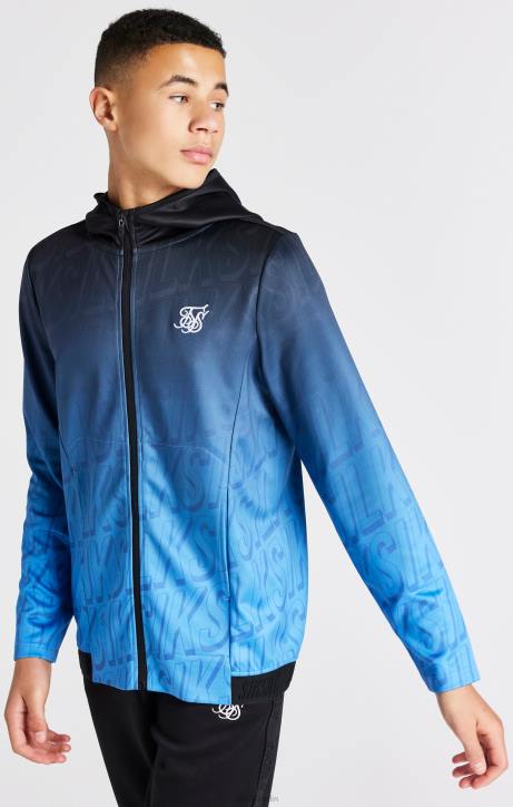 Jungen SikSilk Blauer, verblasster Kapuzenpullover mit Reißverschluss Bekleidung J0NL293