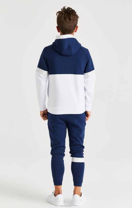Jungen SikSilk Dynamischer Kapuzenpullover zum Überziehen – Marineblau und Weiß Bekleidung J0NL292