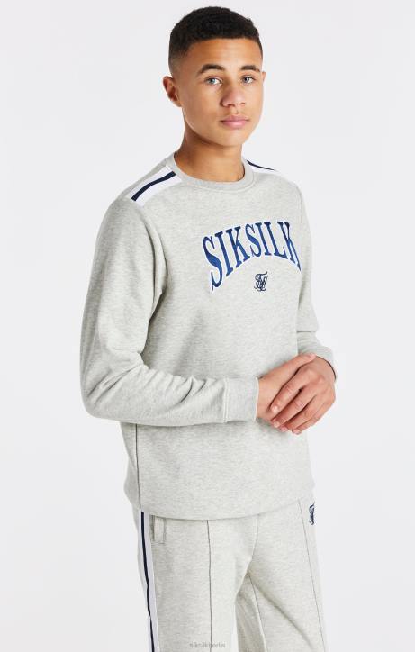 Jungen SikSilk Grau meliertes College-Sweatshirt mit Rundhalsausschnitt Bekleidung J0NL296