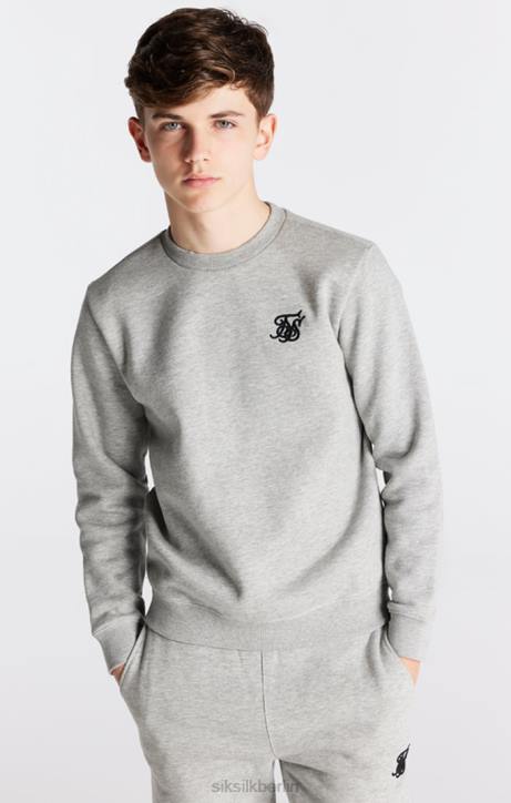 Jungen SikSilk Grau meliertes Essentials-Sweatshirt Bekleidung J0NL289