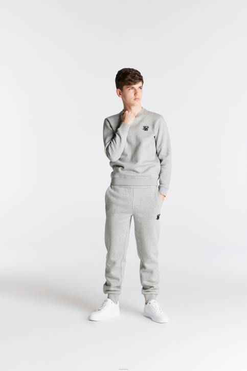 Jungen SikSilk Grau meliertes Essentials-Sweatshirt Bekleidung J0NL289
