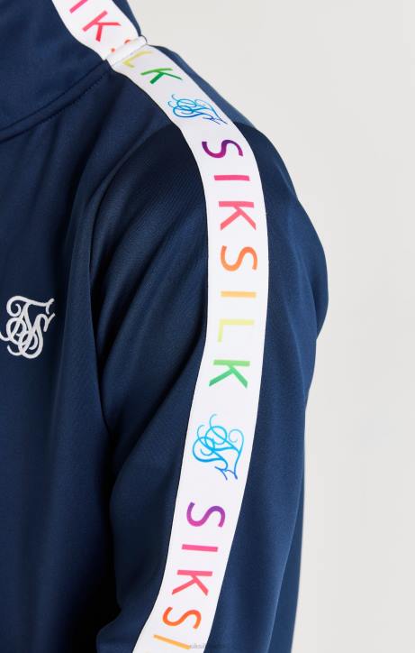Jungen SikSilk Regenbogen-Trichterhalsausschnitt – Marineblau Bekleidung J0NL287