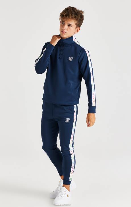 Jungen SikSilk Regenbogen-Trichterhalsausschnitt – Marineblau Bekleidung J0NL287