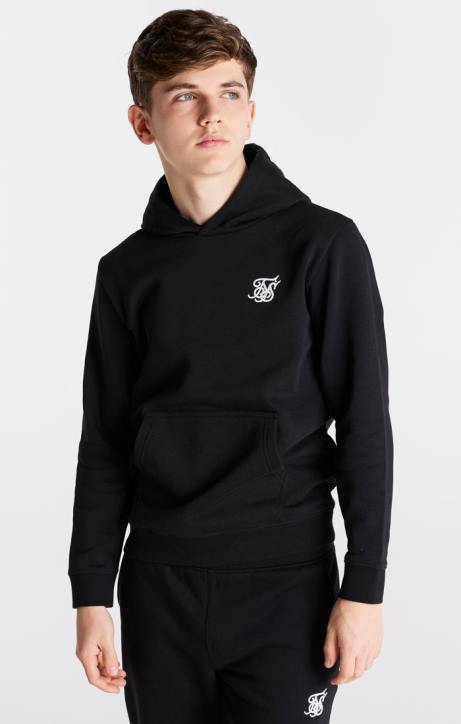 Jungen SikSilk Schwarzer Essentials-Kapuzenpullover zum Überziehen Bekleidung J0NL290