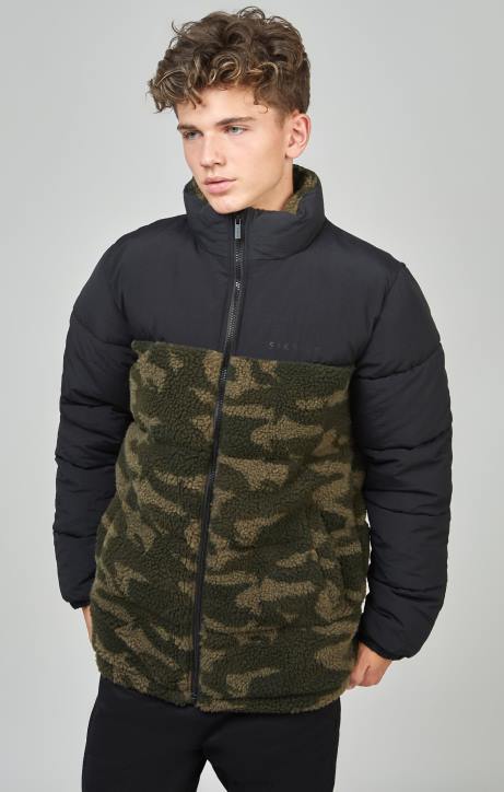 Jungen SikSilk Pufferjacke aus Borg-Camouflage Bekleidung J0NL297