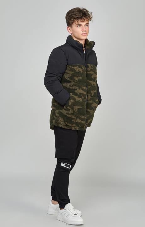 Jungen SikSilk Pufferjacke aus Borg-Camouflage Bekleidung J0NL297