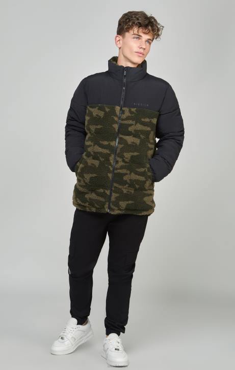 Jungen SikSilk Pufferjacke aus Borg-Camouflage Bekleidung J0NL297