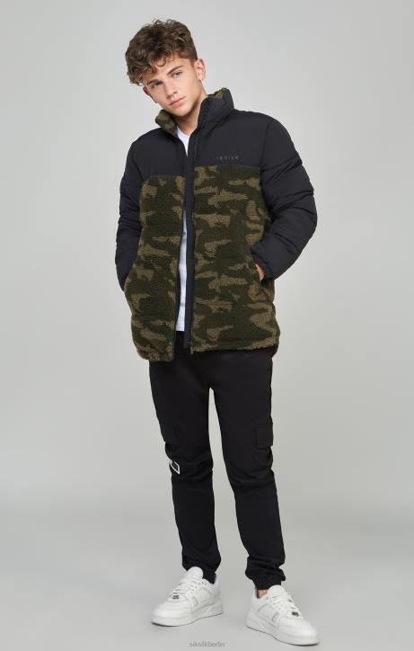 Jungen SikSilk Pufferjacke aus Borg-Camouflage Bekleidung J0NL297